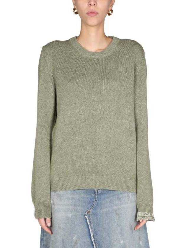 Stitched Round Neck Wool Knit Top Green - MAISON MARGIELA - BALAAN 4