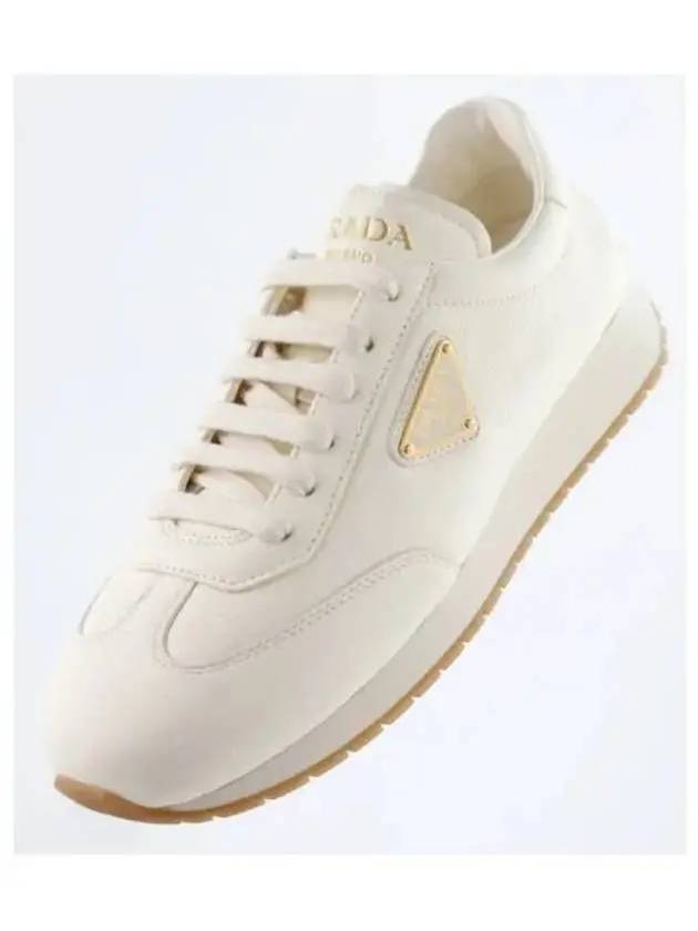 Leather Low Top Sneakers Ivory - PRADA - BALAAN 5