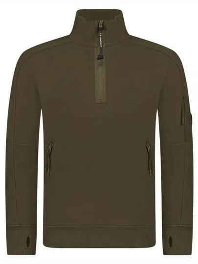 Diagonal Raised Fleece Half Zipped Sweatshirt Green - CP COMPANY - BALAAN 2