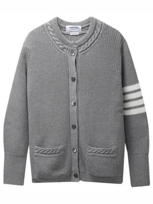 Diagonal stripe stitch cotton cardigan women - THOM BROWNE - BALAAN 1