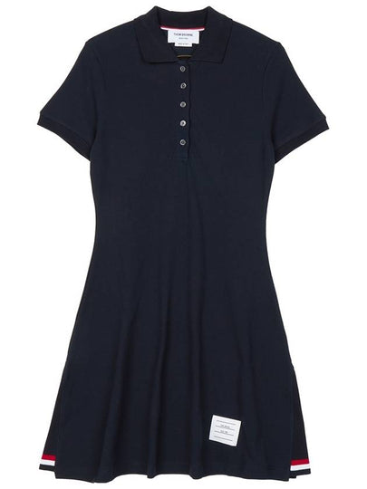 Women's Logo Patch Tennis Flare Short Dress Navy - THOM BROWNE - BALAAN 2