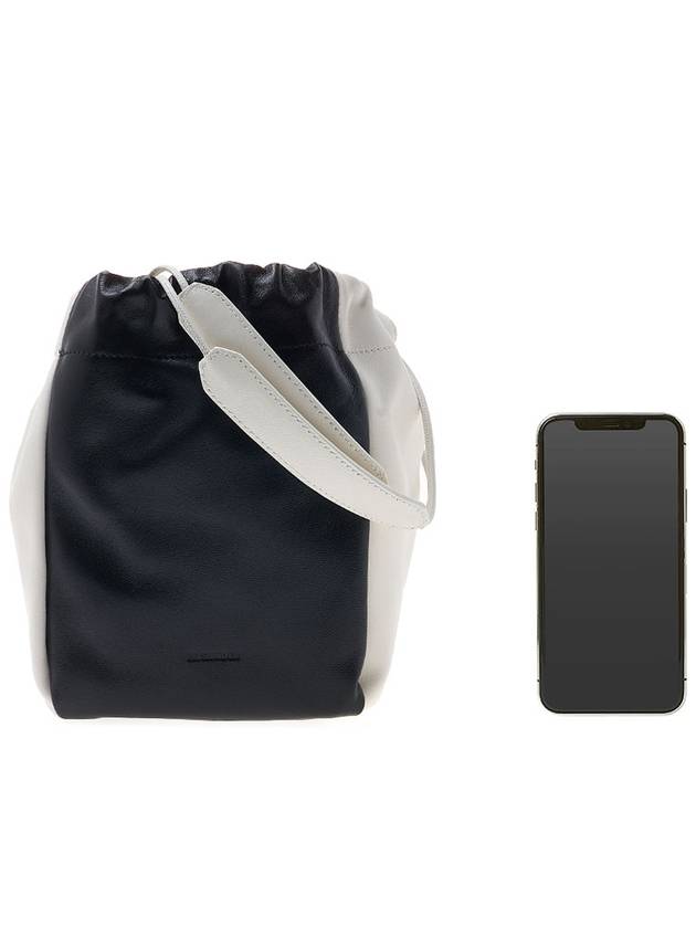 Logo Drawstring Leather Bucket Bag Black - JIL SANDER - BALAAN 7