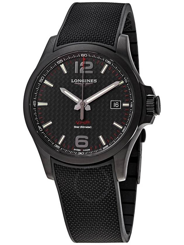 Longines Conquest V.H.P. Perpetual Quartz Black Carbon Dial Men's Watch L3.726.2.66.9 - LONGINES - BALAAN 1