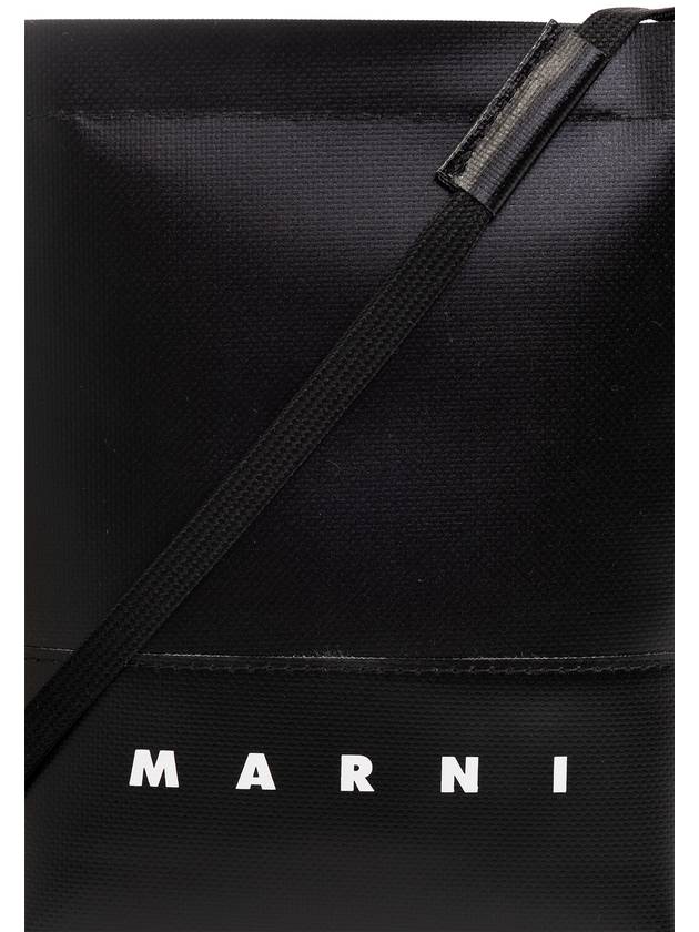 Logo Print Shoelace Strap Cross Bag Black - MARNI - BALAAN 7