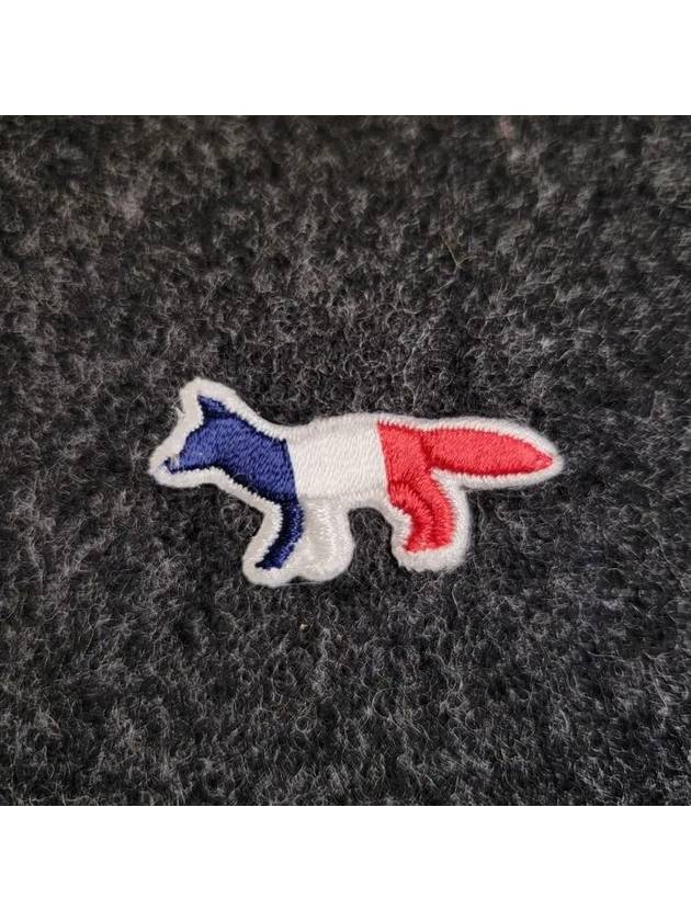 Small Tricolor Fox Wool Muffler Anthracite - MAISON KITSUNE - BALAAN 7