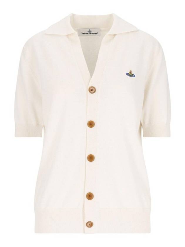 ORB Logo Polo Cardigan White - VIVIENNE WESTWOOD - BALAAN 2