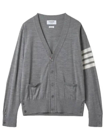 neck cardigan gray - THOM BROWNE - BALAAN 1