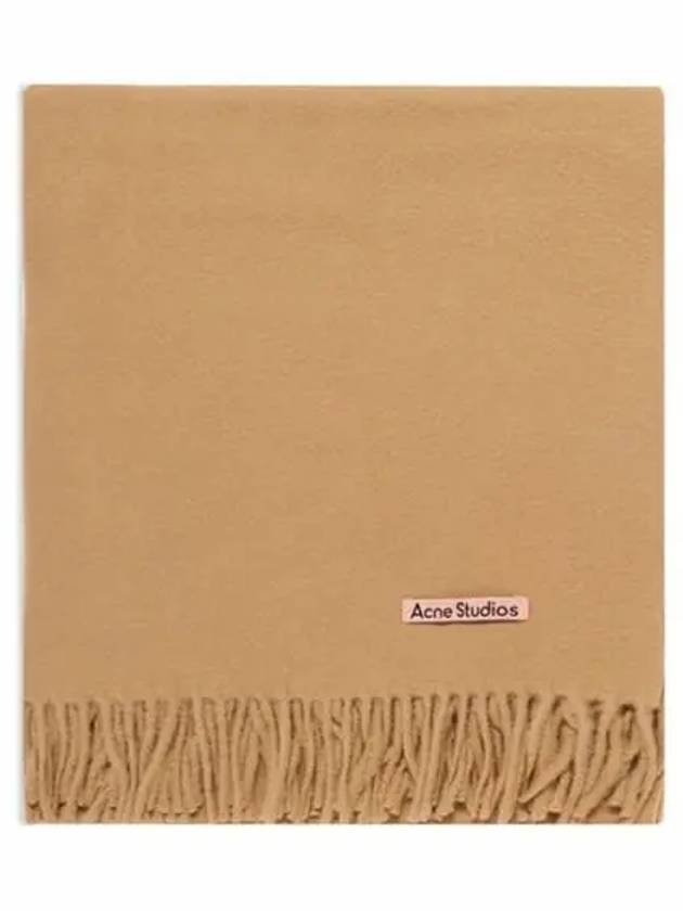 Logo Wool Fringe Scarf Beige - ACNE STUDIOS - BALAAN 2