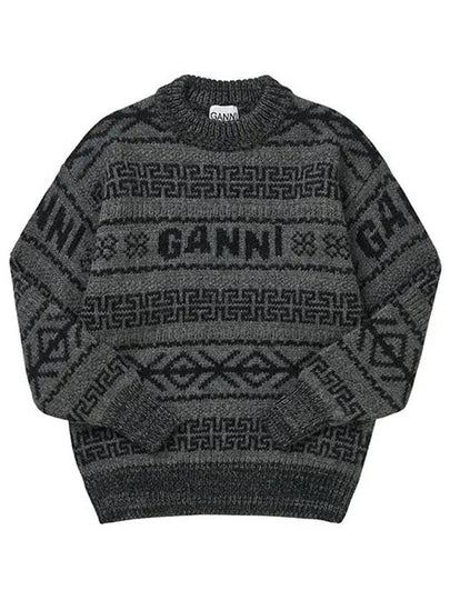 Women's Wool Knit Top Charcoal Grey - GANNI - BALAAN 2