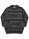 Women's Wool Knit Top Charcoal Grey - GANNI - BALAAN 4