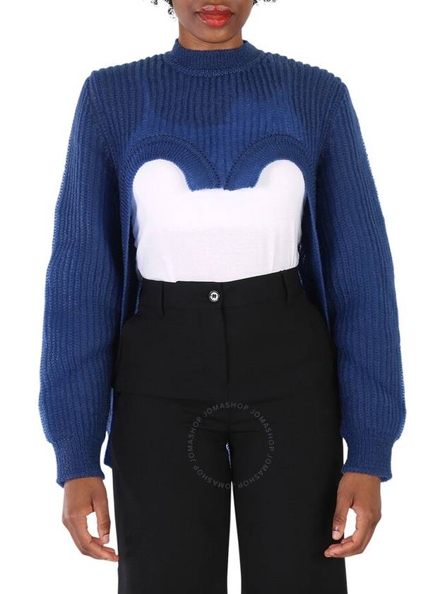 Burberry Ladies Warm Royal Blue Cut-Out Knit Technical Reconstructed Sweater, Size Small - BURBERRY - BALAAN 1