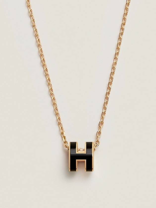 Mini Pop H Pendant Necklace Gold Noir - HERMES - BALAAN 2