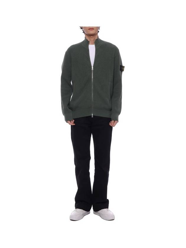 Wappen Patch Knit Zip-Up Jacket Dark Green - STONE ISLAND - BALAAN 4