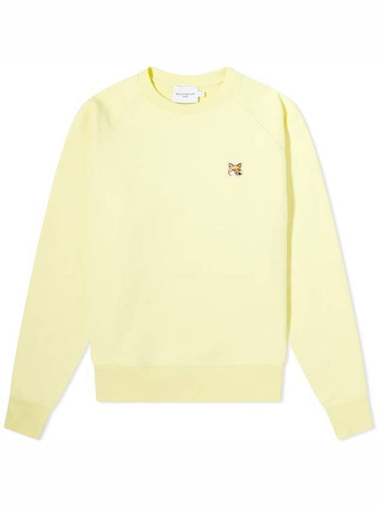 Women's Fox Head Patch Sweatshirt Light Yellow - MAISON KITSUNE - BALAAN.