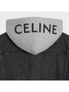 Logo Hoodie Trucker Denim Jacket Charcoal Wash - CELINE - BALAAN 5