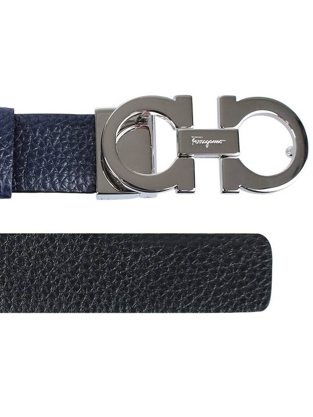 Reversible Gancini Belt Black - SALVATORE FERRAGAMO - BALAAN.