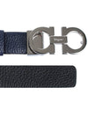 Reversible Gancini Leather Belt Black Blueberry - SALVATORE FERRAGAMO - BALAAN 4