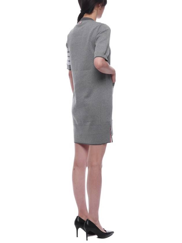 4 Bar Stripe Knit Midi Dress Grey - THOM BROWNE - BALAAN 7