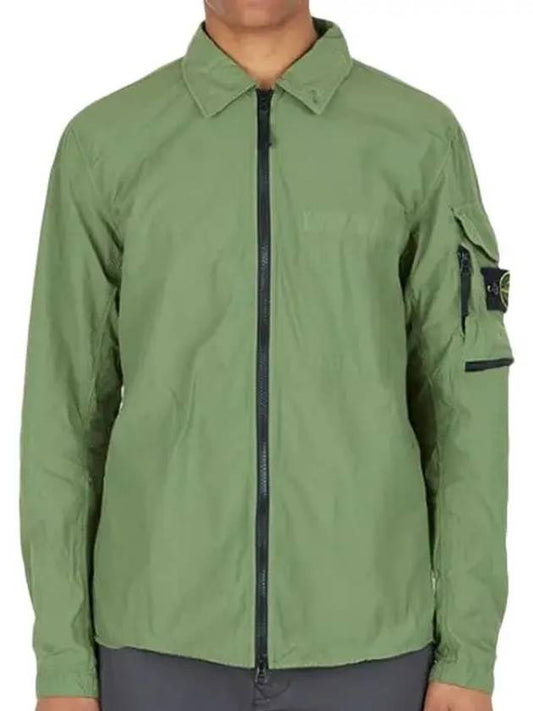 Men's Naslan Light Garment Dye Zip-up Jacket Olive Green - STONE ISLAND - BALAAN 2