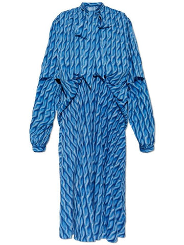 Balenciaga Dress With Print, Women's, Blue - BALENCIAGA - BALAAN 1