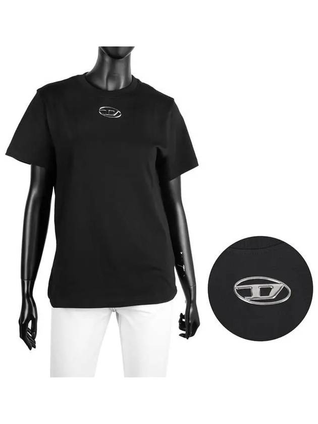 Oval D Logo Crew Neck Short Sleeve T-Shirt Black - DIESEL - BALAAN 2