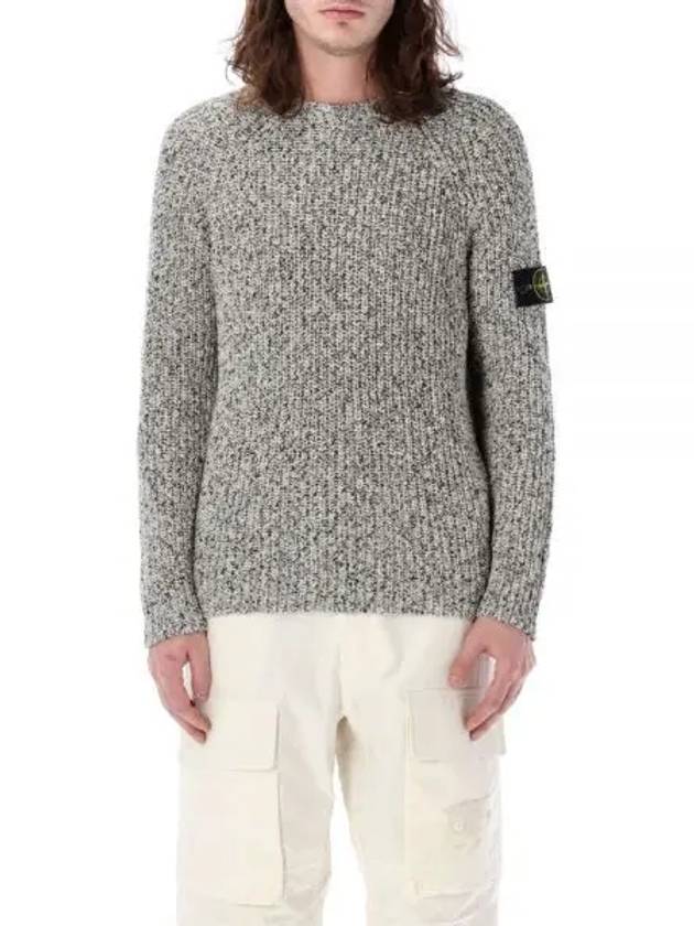 Compass Badge Cotton Knit Top Melange White - STONE ISLAND - BALAAN 2