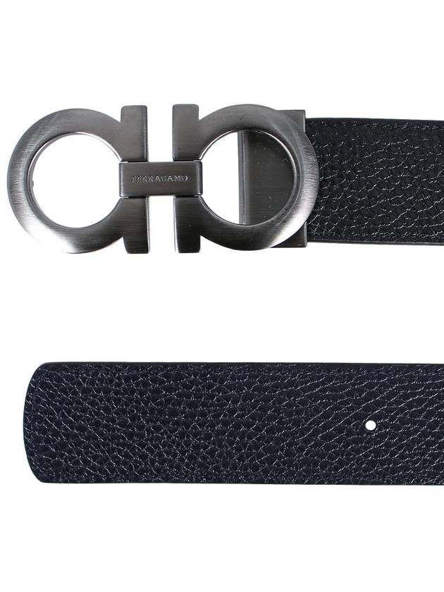 Gancini Reversible Adjustable Leather Belt Midnight Blue - SALVATORE FERRAGAMO - BALAAN 4