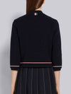 Cotton Ottoman Rib Stripe Trimmed Shrink Crewneck Cardigan Navy - THOM BROWNE - BALAAN 6