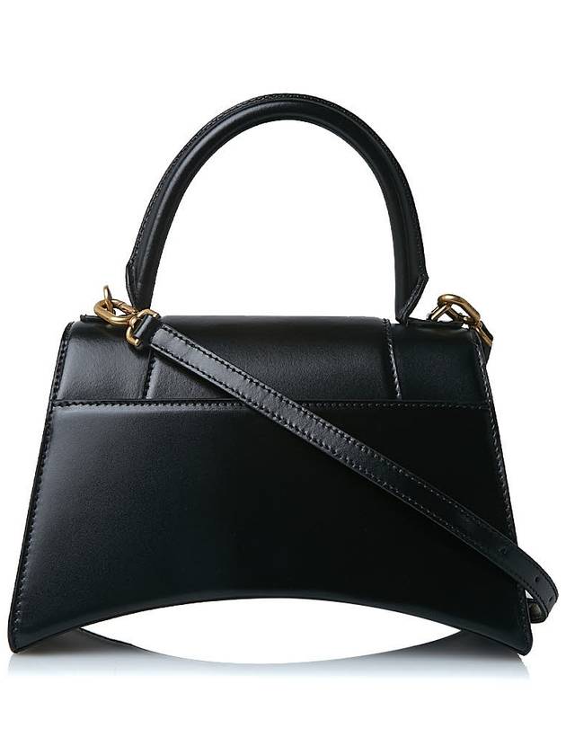 Hourglass Small Tote Bag in Shiny Box Calfskin Black - BALENCIAGA - BALAAN 4