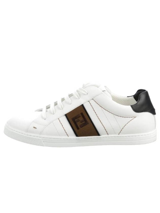 FF Logo Leather Low Top Sneakers White - FENDI - BALAAN 2