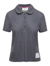 Women's Round Collar Short Sleeve Polo Shirt Grey - THOM BROWNE - BALAAN 6