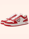 Downtown Perforated Leather Low Top Sneakers White Lacquer Red - PRADA - BALAAN 2