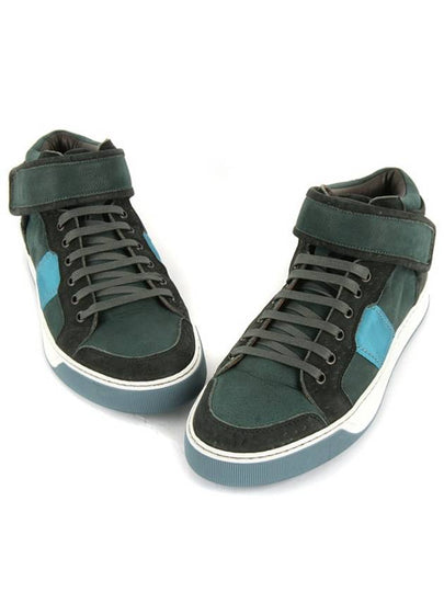 Leather High Top Sneakers Royal Blue - LANVIN - BALAAN 2