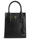 Triangular Logo Saffiano Leather Tote Bag Black - PRADA - BALAAN 2