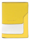 Logo Saffiano Leather Two-fold Bifold Wallet White Yellow - MARNI - BALAAN.