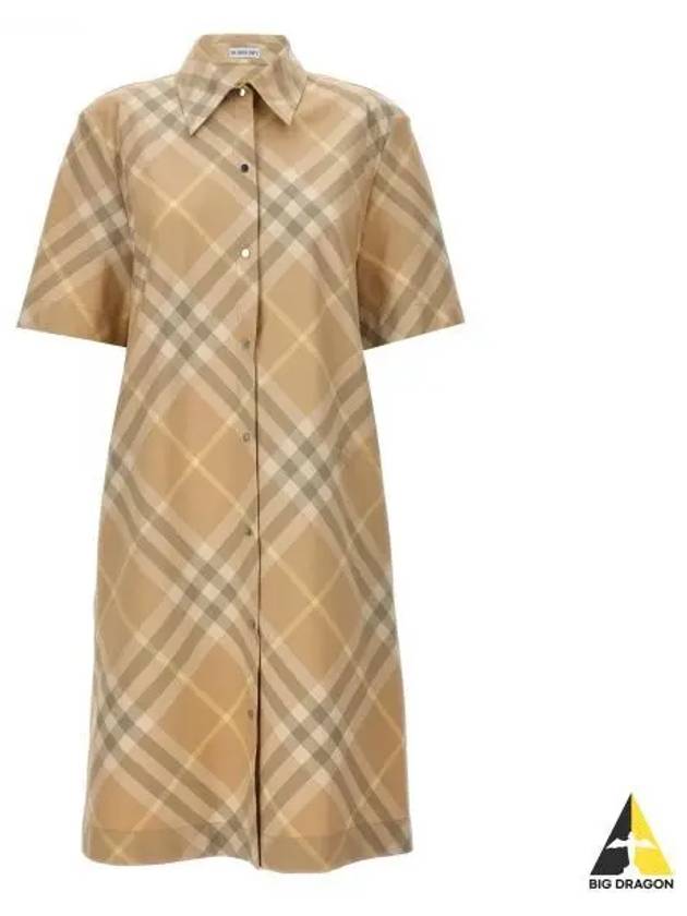 Check Cotton Midi Dress Beige - BURBERRY - BALAAN 2