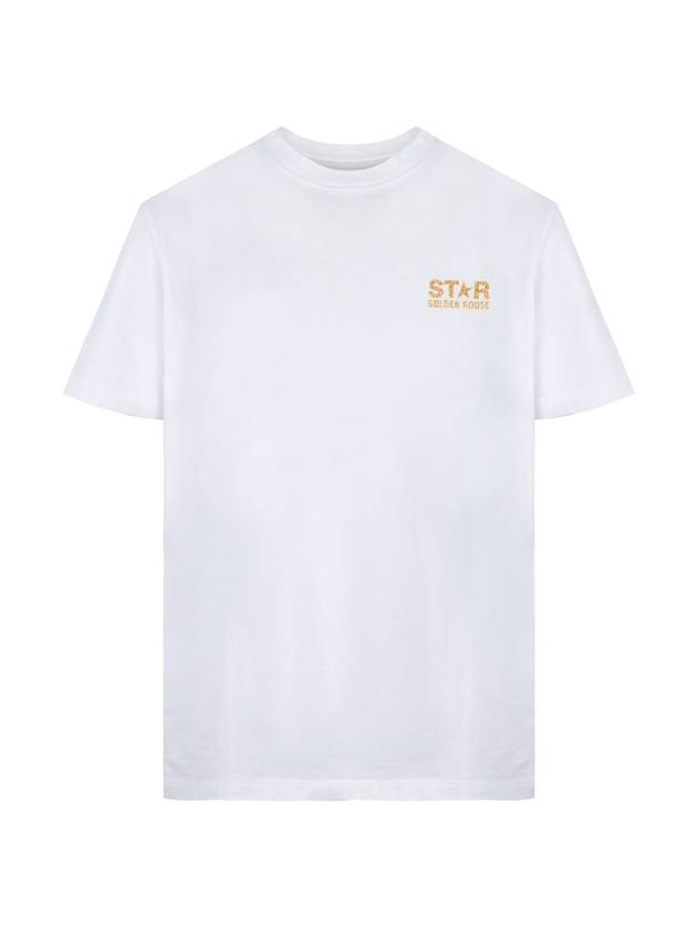 Men's Gold Star Glitter Logo Short Sleeve T-Shirt White - GOLDEN GOOSE - BALAAN 1