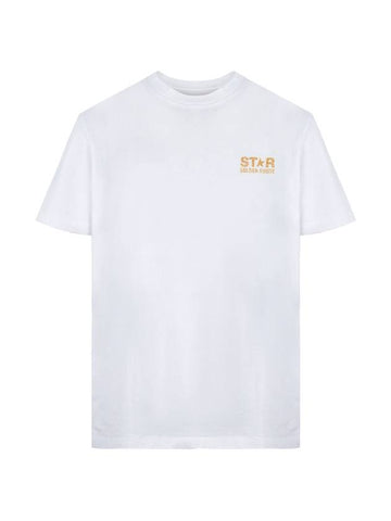 Men's Gold Star Glitter Logo Short Sleeve T-Shirt White - GOLDEN GOOSE - BALAAN 1