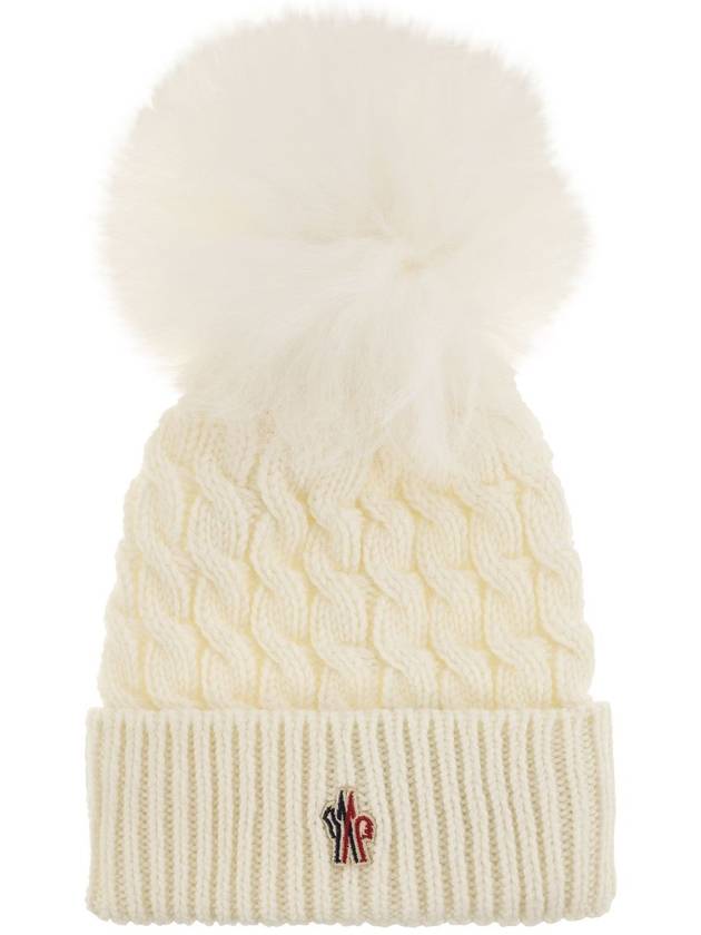 Pom Pom Wool Beanie White - MONCLER - BALAAN 2