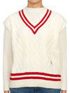 Embroidered Logo V-Neck Striped Vest Cream - SPORTY & RICH - BALAAN 2