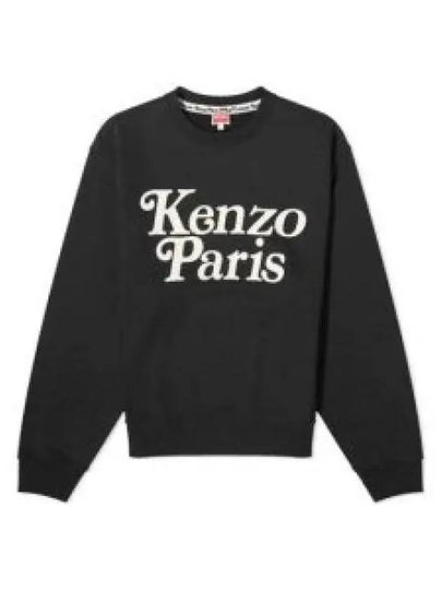 Paris Logo Crew Neck Cotton Sweatshirt Black - KENZO - BALAAN 2