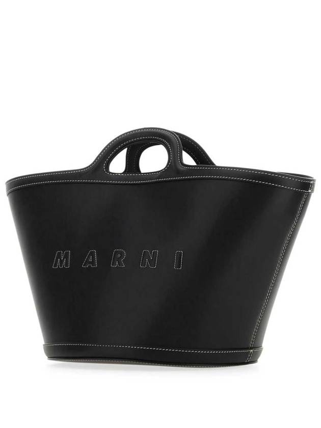 Tropicalia Small Leather Tote Bag Black - MARNI - BALAAN 3