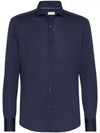 Silk Long Sleeve Shirt Navy - BRUNELLO CUCINELLI - BALAAN 2