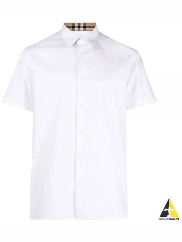 Men's Logo Cotton Short Sleeve Shirt White - BURBERRY - BALAAN 2