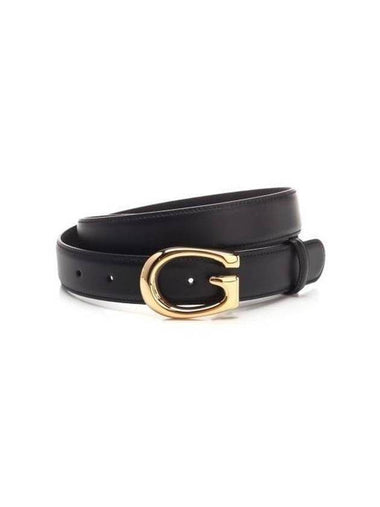 G Buckle Thin Leather Belt Black - GUCCI - BALAAN 1