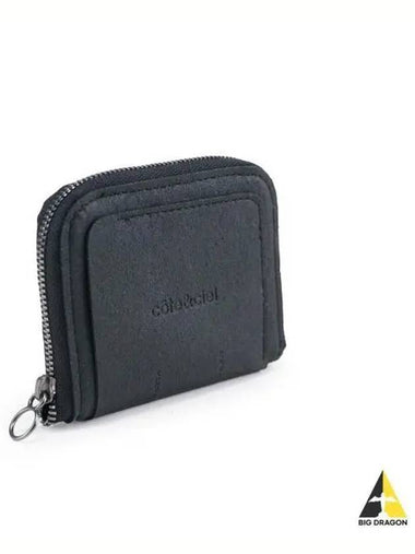 COTEetCIEL Zippered M Recycled Leather Wallet 29058 Black - COTE&CIEL - BALAAN 1