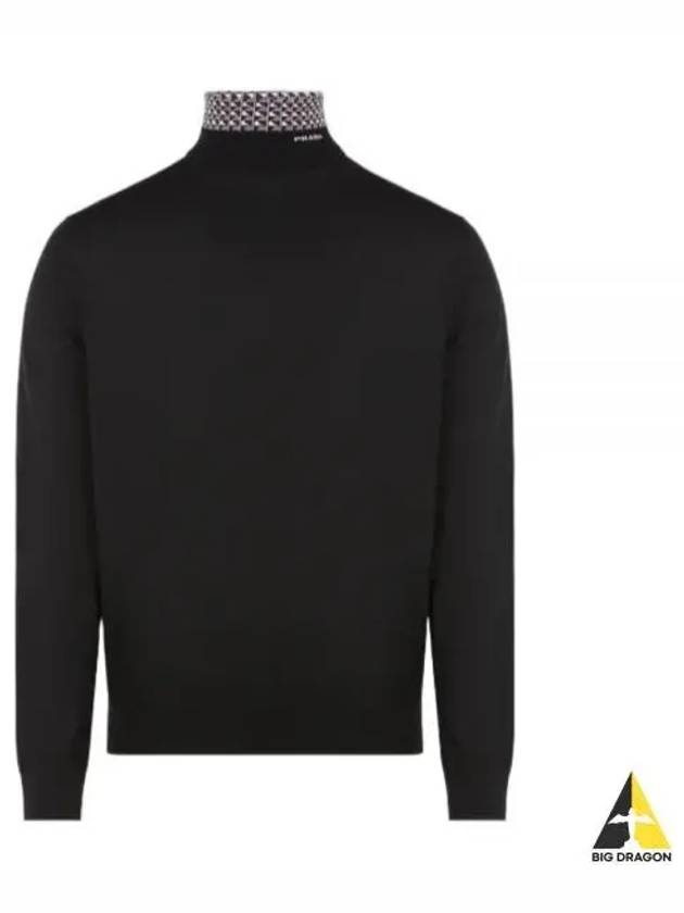 Logo Superfine Wool Turtleneck Black - PRADA - BALAAN 2