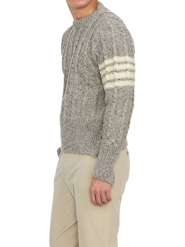 Donegal Twist Cable 4-Bar Classic Crewneck Knit Top Light Grey - THOM BROWNE - BALAAN 6