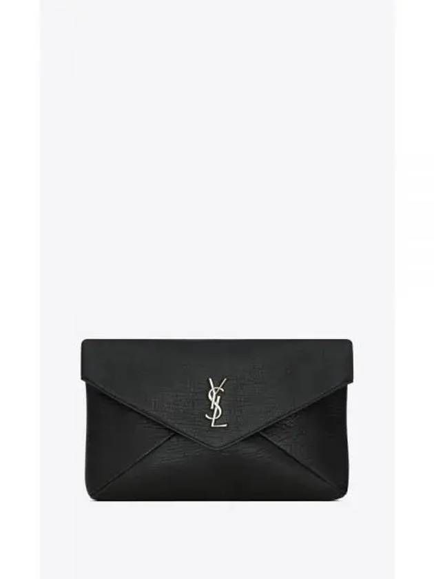 Cassandre Embellished Leather Clutch Bag Black - SAINT LAURENT - BALAAN 2