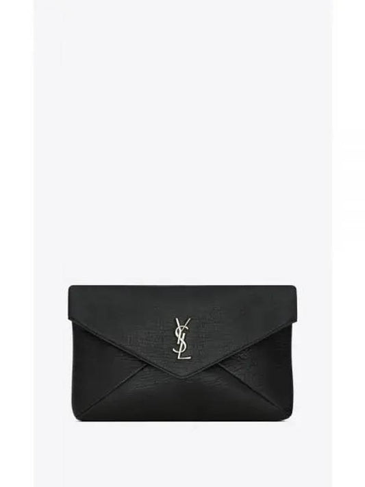 Cassandre Embellished Leather Clutch Bag Black - SAINT LAURENT - BALAAN 2